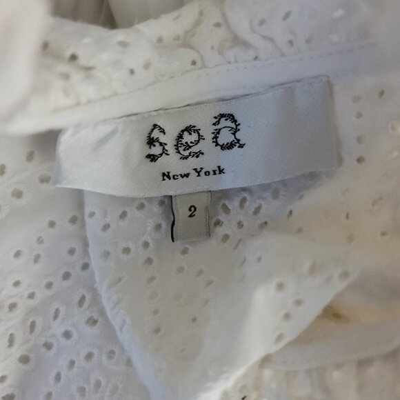 Sea New York Vienne Eyelet Embroidered Blouse Top Open Back Boho Ruffle - Picture 6 of 9